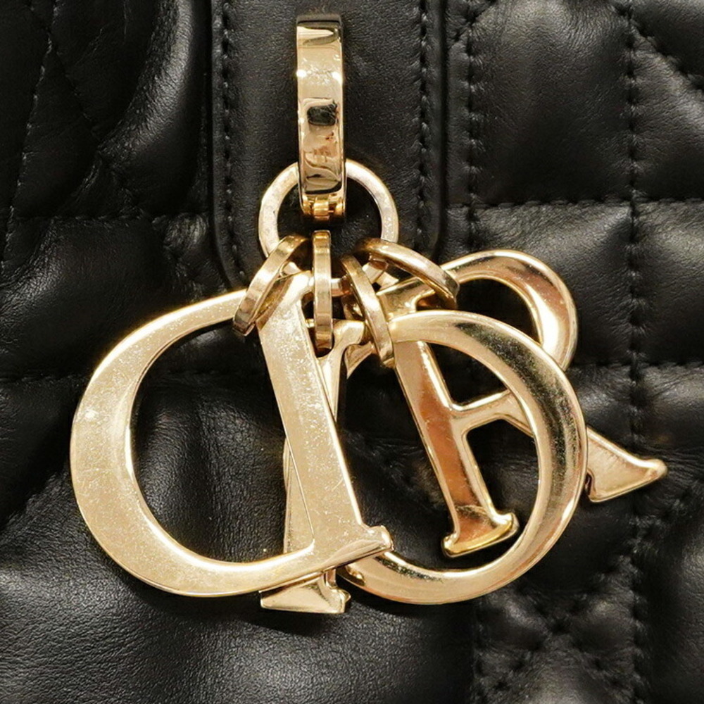 Dior Cannage Toujours Handbag Black Leather Champagne - Picture 11 of 14